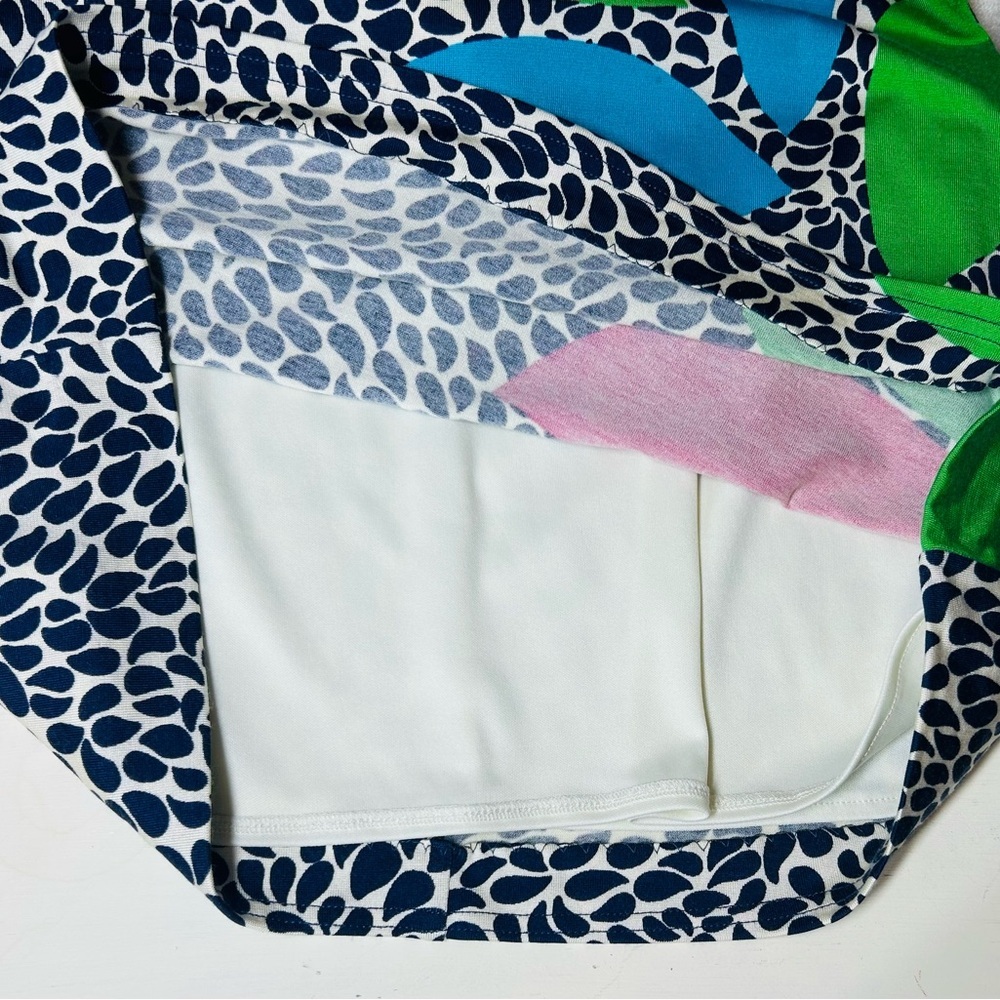 Lilly Pulitzer Angie Shift Dress Navy White Pink Green Leaf Pattern Midi Size M - Picture 10 of 14